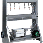 Riempitrice semiautomatica Mori a sei bocchelli con filtro